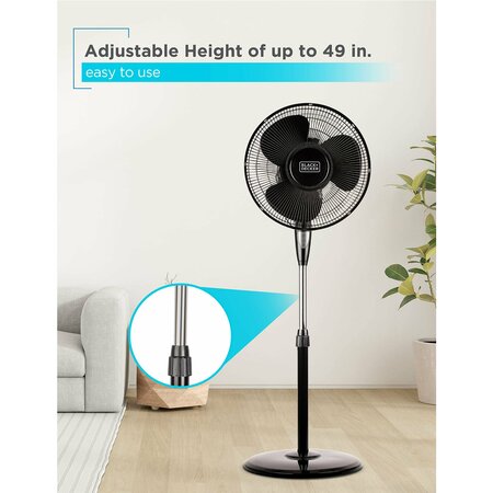 Black & Decker Stand Fan with Remote, 16 Inches, Black BFSR16B